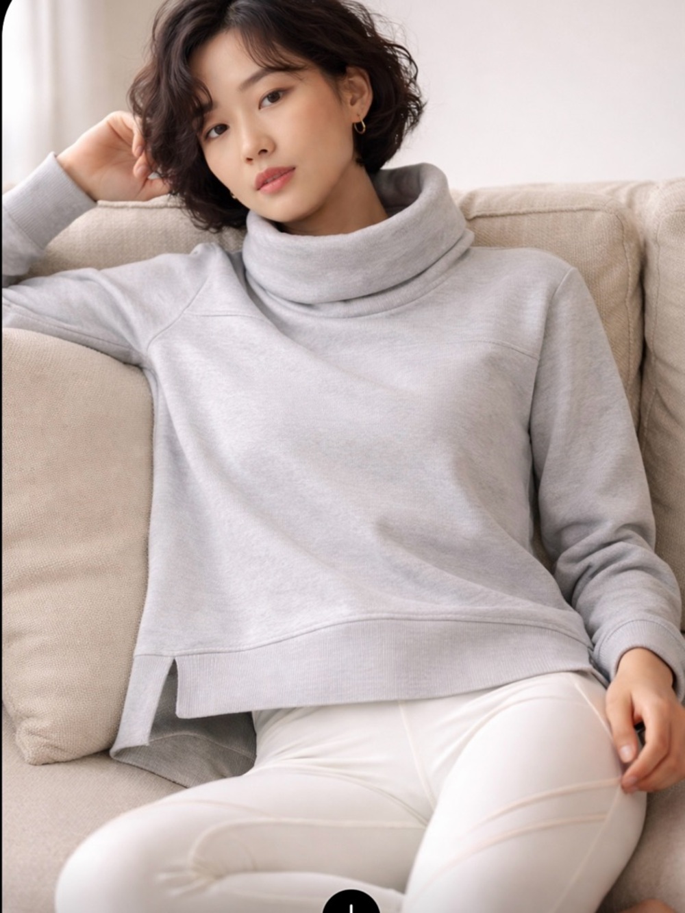 ALO Yoga Light Grey Cowl Neck Sweatshirt